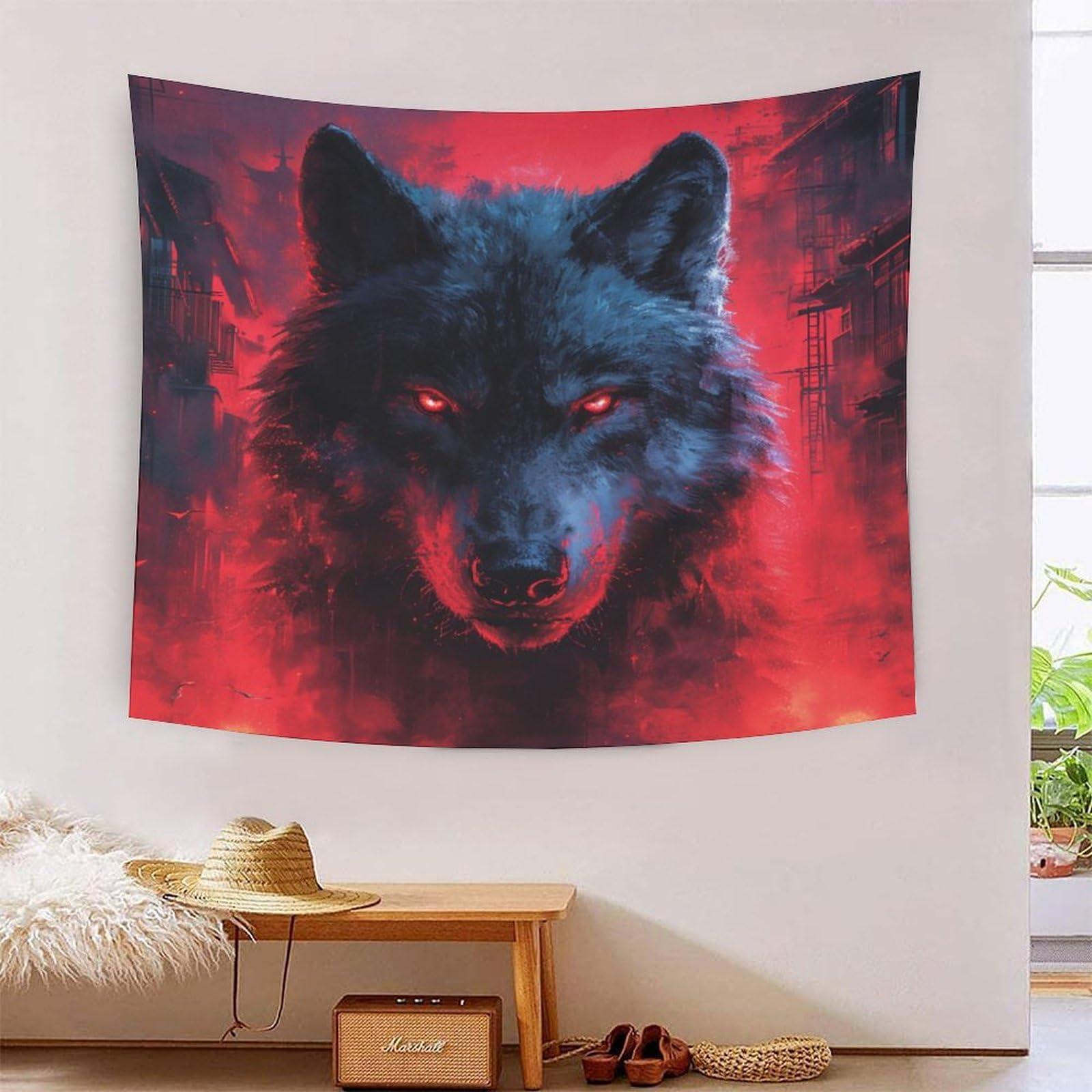 HLXZMCVBT 3D Wolf Print Wall Blanket Home Decoration Bedding Poster Wall Art Tapestry Tapestry Wall Hanging Soft Polyester for Living Room Bedroom Dorm Decor 100cmx150cm