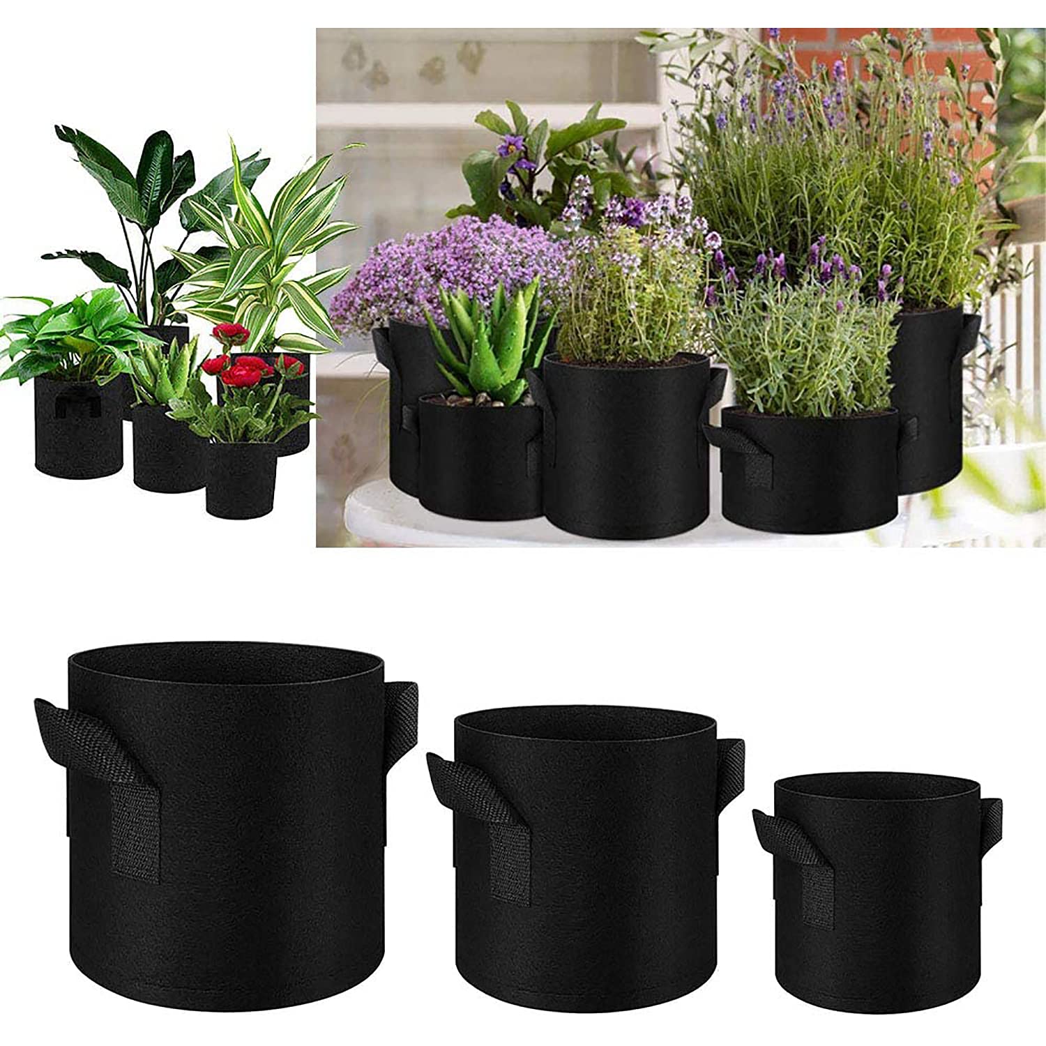 Bolsas de Cultivo de Patata, 12-100 galones Sky Garden Garden Vegetal Bolsas de Cultivo Potes Recipiente Cultivar Bolsas Grandes con Asas para Papa, Tomate, Zanahoria 4pcs (75 Gallon)