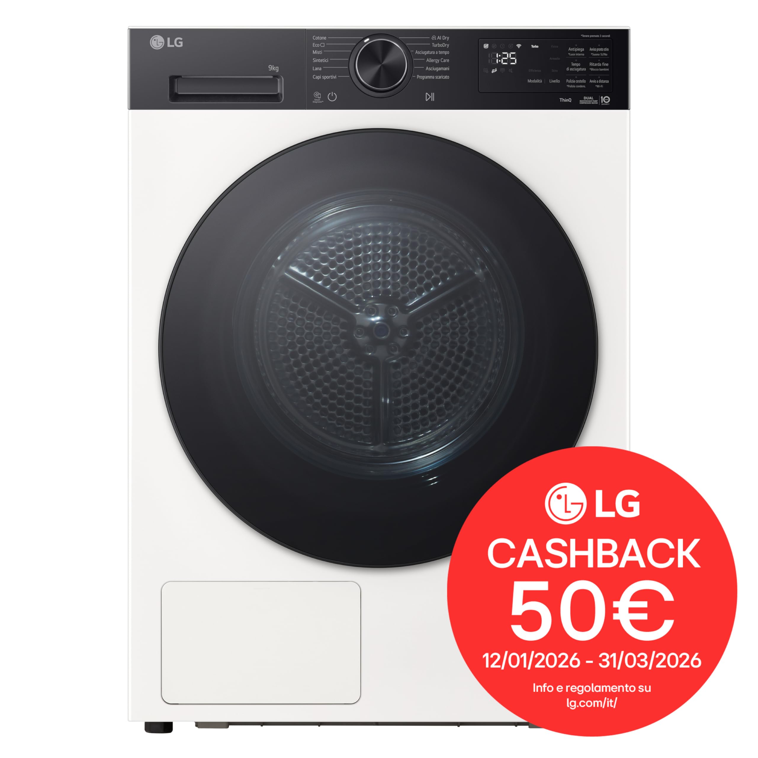 LG RNX5009TWBB Asciugatrice Intelligente AI Dry 9 kg ClasseB - 3