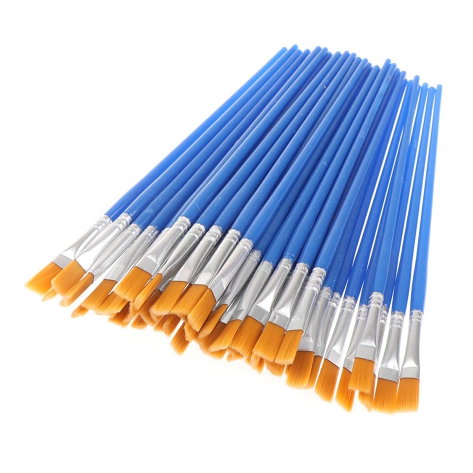 50Pcs Artists Flat Paint Brushes Acrylic Watercolor Round Pointed Nylon Hair Small Brush Bulk for Detail Painting(Color3)