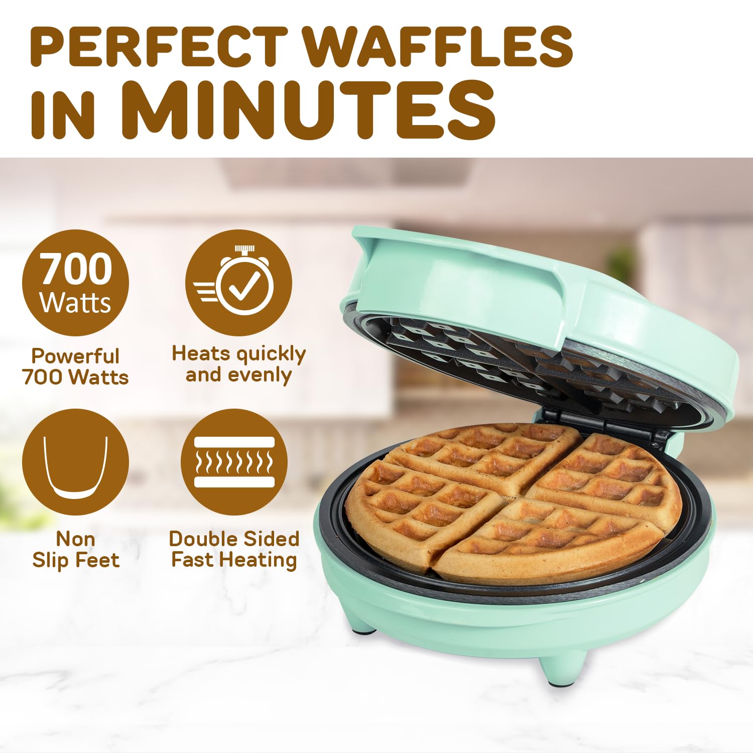 Primalite Classic Waffle Maker - Make 4 Waffles! -2