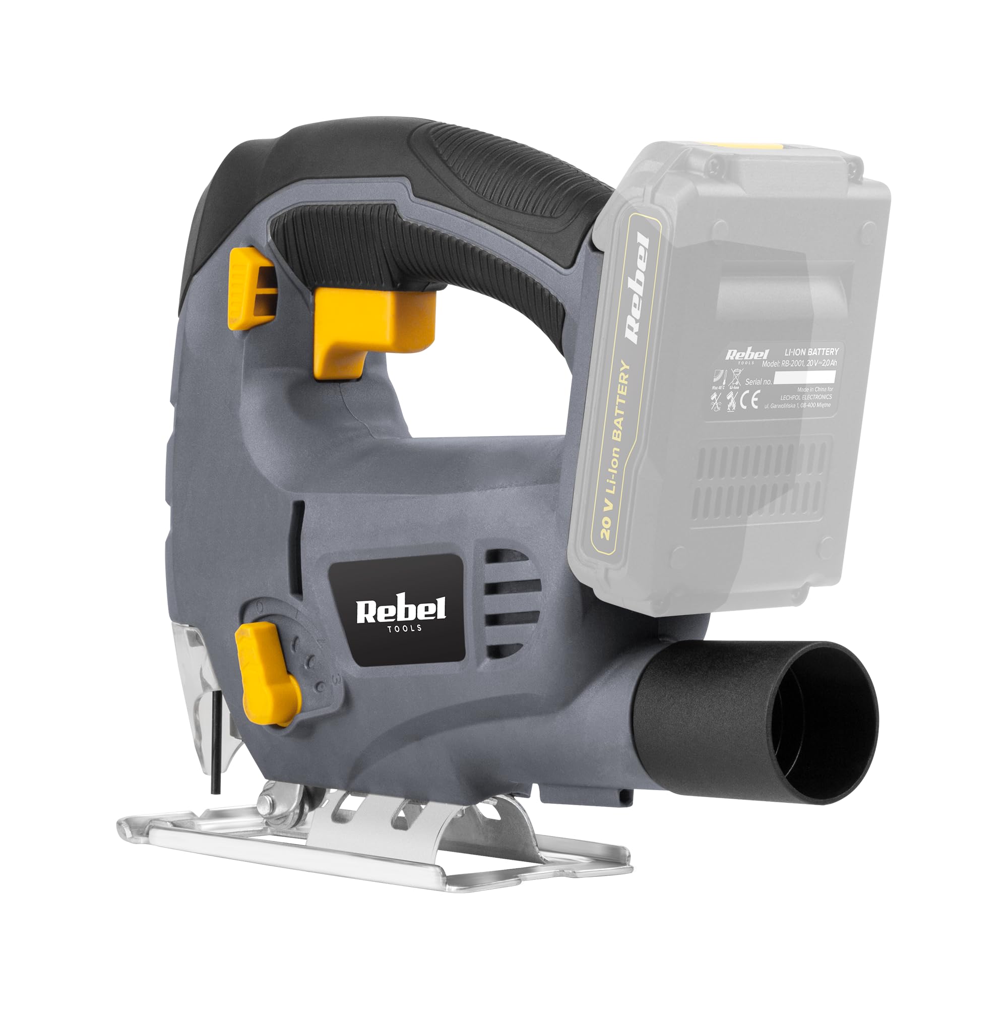 Rebel RB-1031 - Seghetto alternativo a batteria, 20 V, 2 A