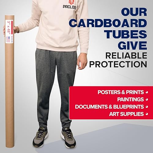 Miniatura 133 de Tubos de correo de papel kraft reforzado de 3 x 24 pulgadas, paquete de 4 tubos con 2 tapas cada uno, tubo de cartón fabricado en Estados Unidos