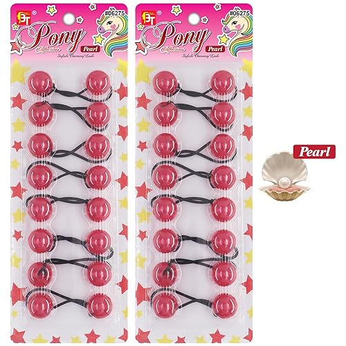 Vista 13 de 16 ligas para el cabello de 0.787 pulgadas, accesorios para el cabello para niñas, color perla con bolas, soportes para cola de caballo de doble