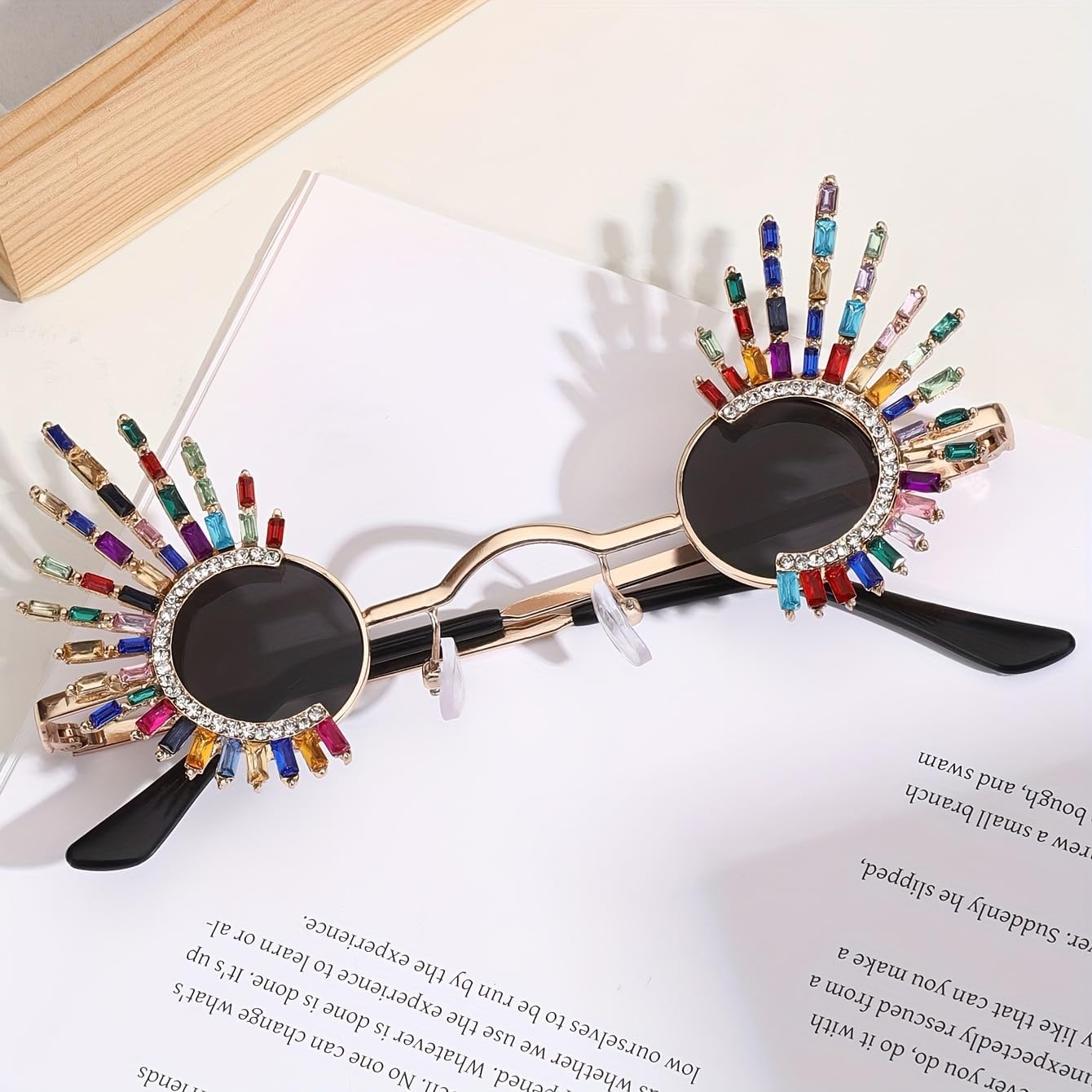 Funky Funny Hawaiian Style Rhinestone Small Sunglasses,Novelty Mixed-Color or Champagne Gold Glasses - Image 4