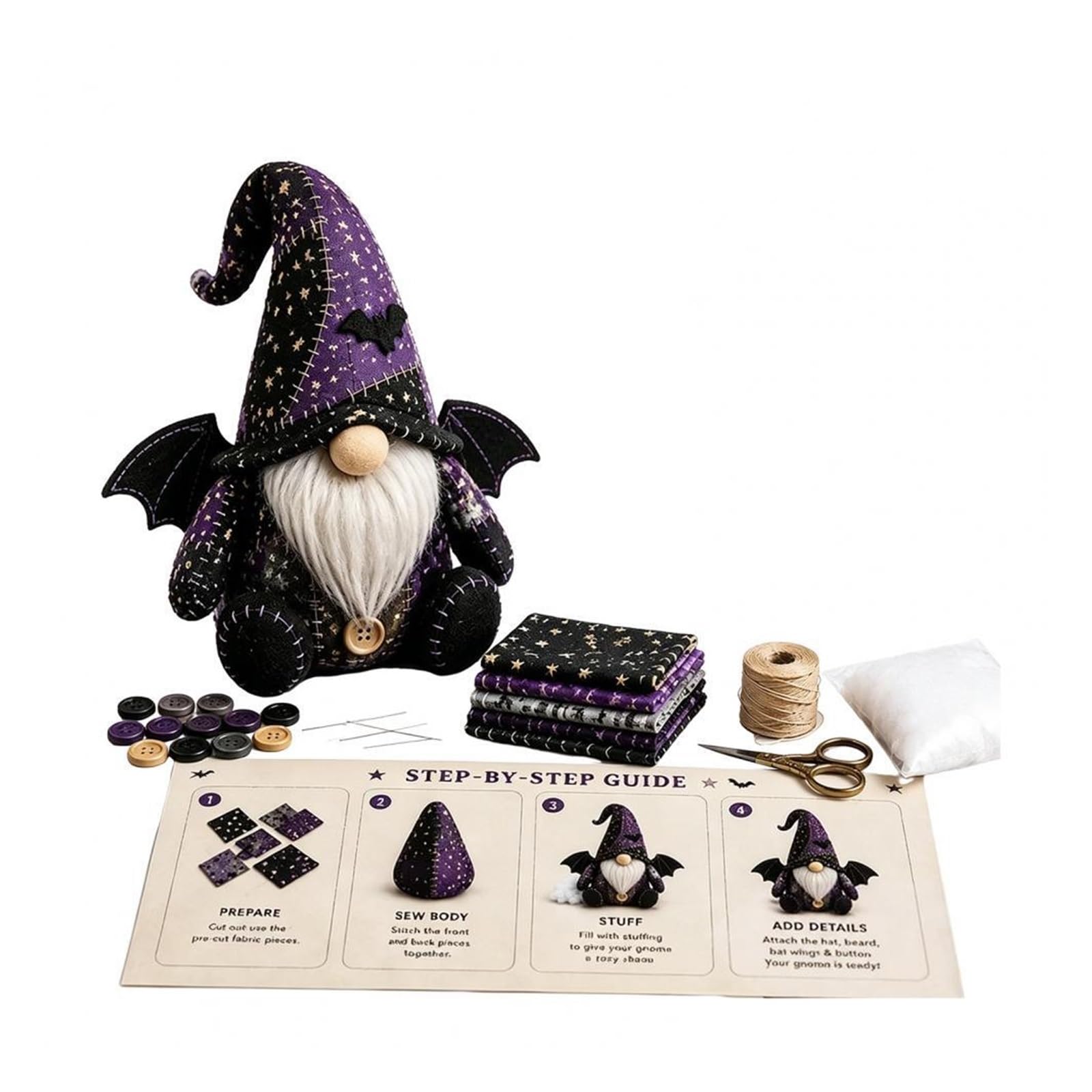 kit de tela para acolchar diy Kit De Patchwork Bricolaje Gnomo Halloween | Proyecto de costura diy con accesorios de tela precortados lindo for adultos(E)