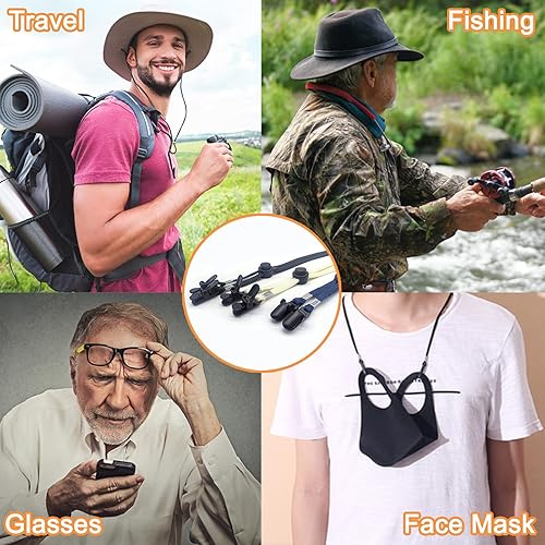 Miniatura 7 de 5 clips ajustables para la correa del sombrero, a prueba de viento, clips para la correa, correa antipérdida, cordón para la barbilla para viajes,