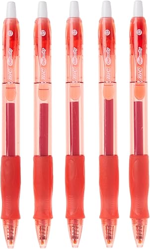Miniatura 4 de BIC R Velocity R Gel Retráctil de bolígrafos de tinta de gel punta mediana tinta translúcido rojo Barril Rojo de 07mm 4unidades