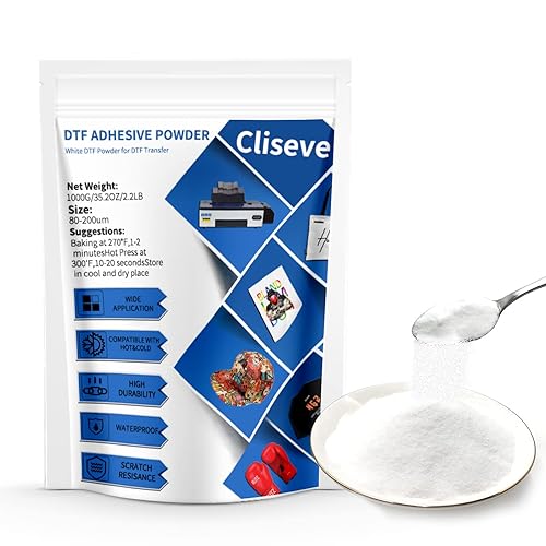 Cliseve DTF Polvo 1000g35.3 oz blanco digital DTF adhesivo termofusible precalentamiento para transferencia de calor PET impresión de película