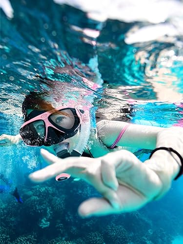 Miniatura 7 de COPOZZ Snorkel seco, esnórquel de buceo para esnórquel, equipo de esnórquel con válvula seca superior y boquilla de silicona de grado alimenticio