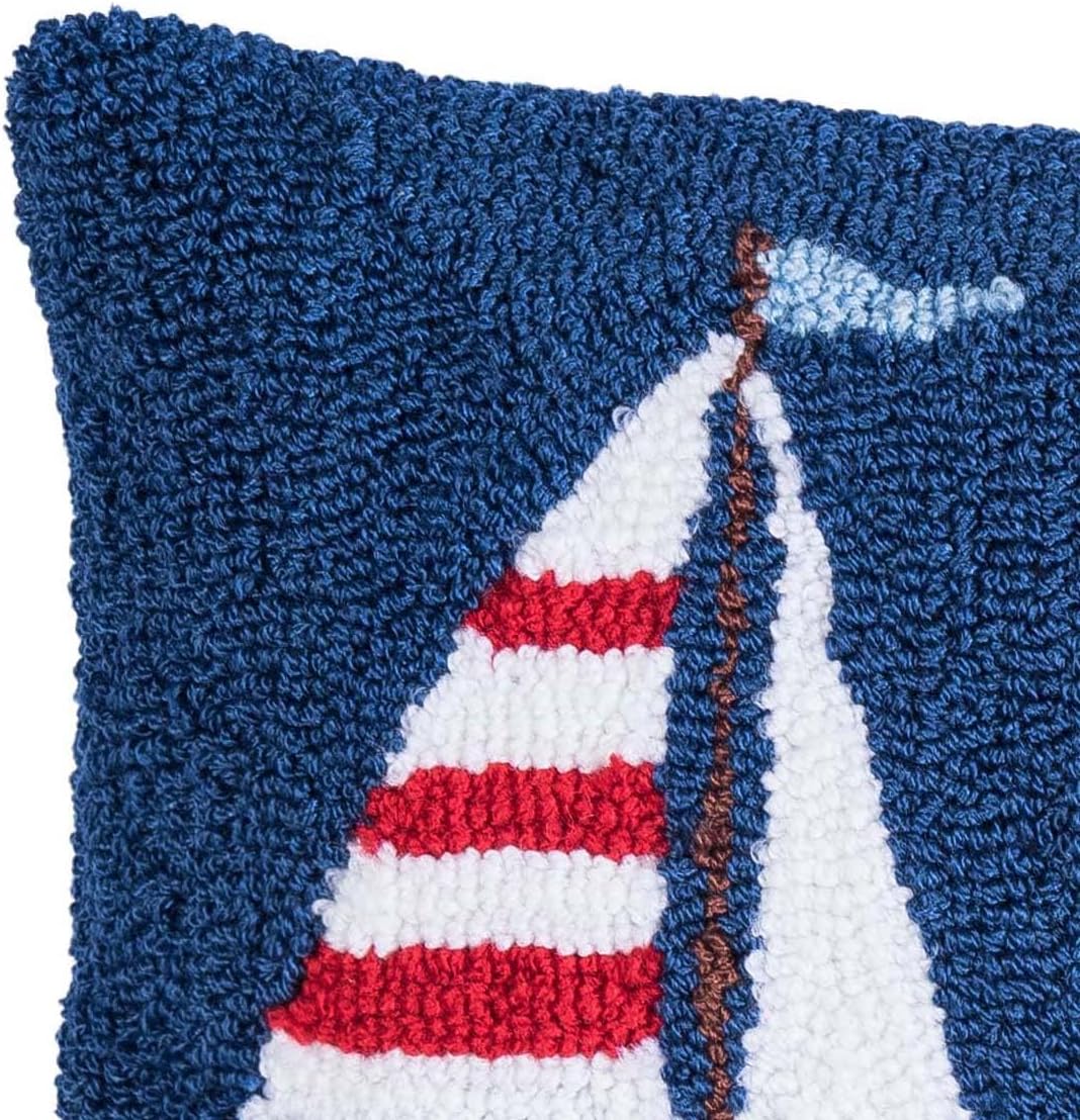 C&F Home Sailboat Trio Hooked Accent Pillow 10" x 20" All Seasons Summer Nautical Coastal Beach House Home Living Room Sofa Couch Chair Bed Bedroom Decor Decoration 10" x 20" Blue