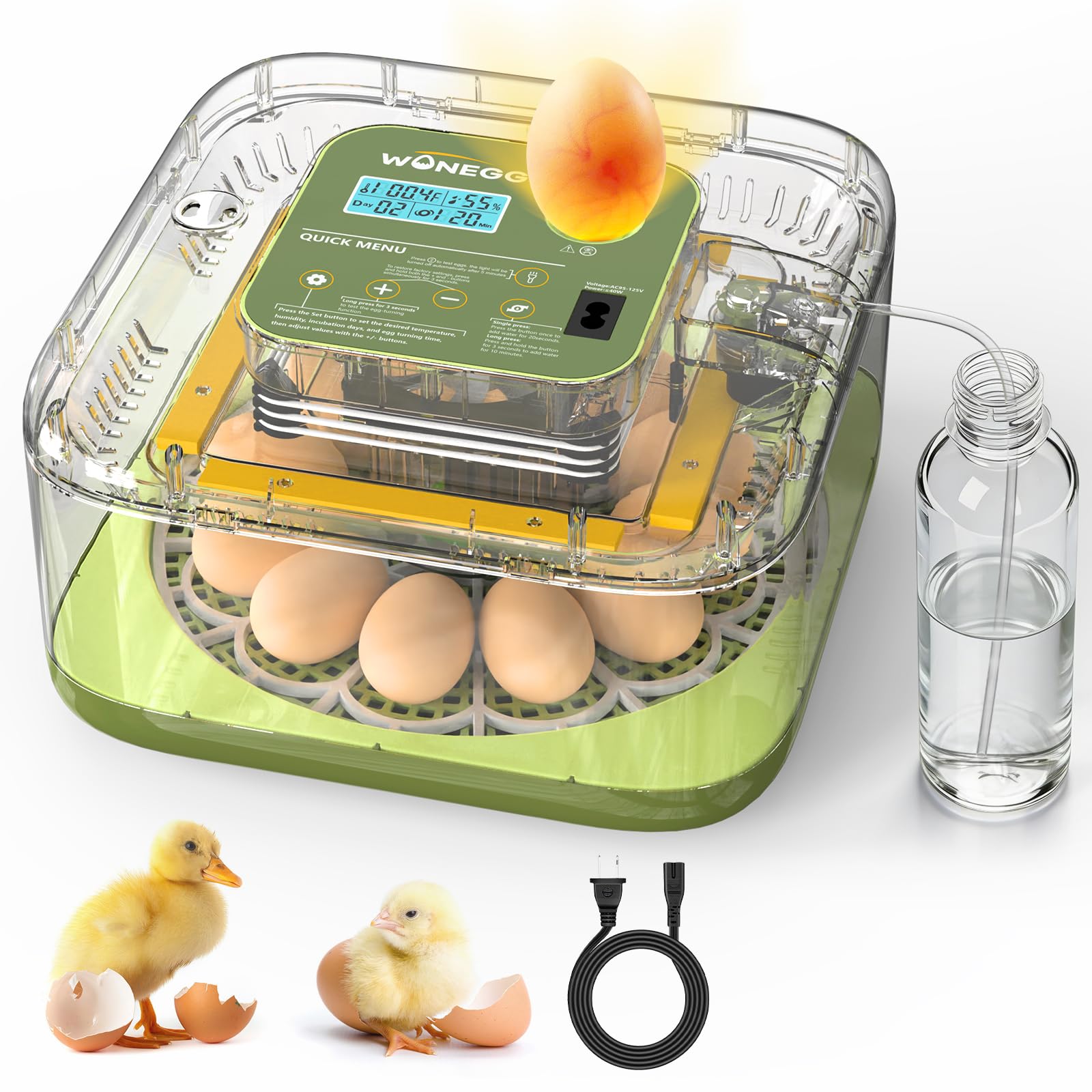 Rsaoty 12 Huevos Incubadora Huevos Gallina, Incubadora de Huevos, Incubadora Automatica Huevos, Control de Temperatura y Humedad, Visualización de 360° para Huevos de Pollo, Pato y Codorniz