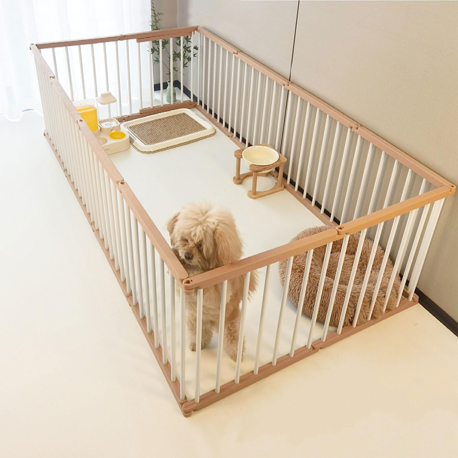 Recinto per Cani da Esterno Metodi di Giunzione Multipli Recinto Modulare con Porta Bloccabile Realizzato in Acciaio al Carbonio Altezza 68CM Kennel Cane Medio(183 * 93 * 68CM)