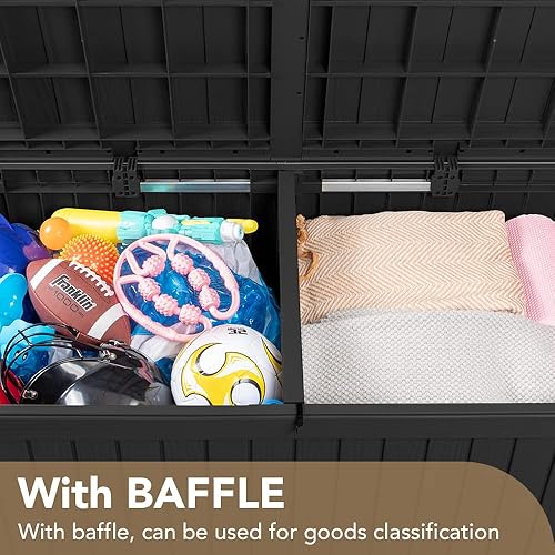 Vista 133 de Devoko Caja de resina de 120 galones, impermeable, para interiores y exteriores, contenedor de almacenamiento grande con cerradura para muebles