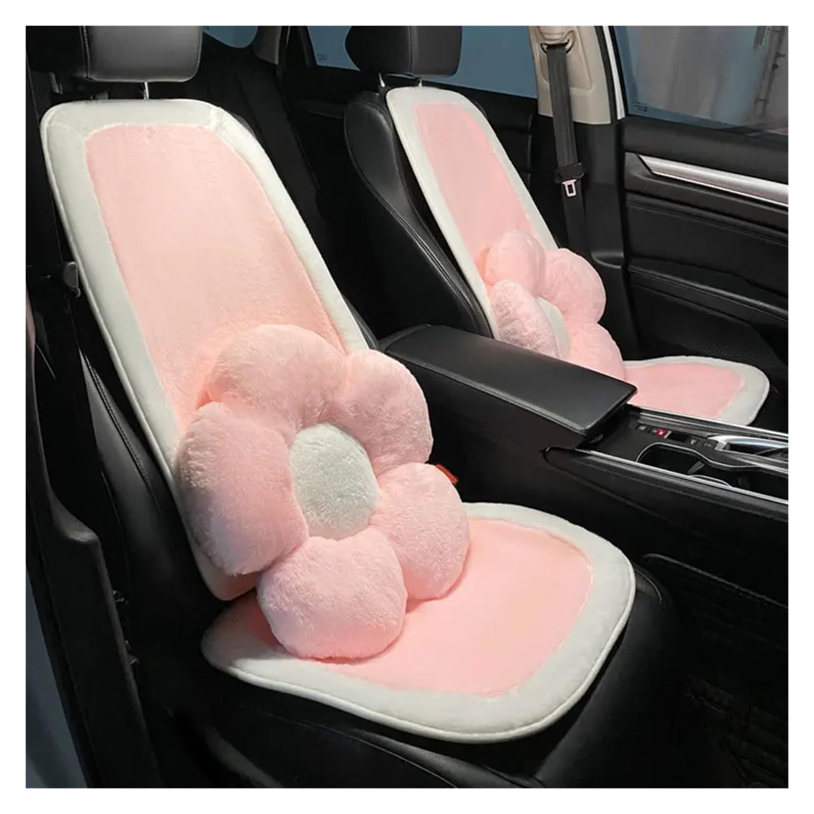 Fiore di peluche rosa carino cuscino for la vita dell'auto poggiatesta for auto cuscino di protezione del collo cuscino dello schienale del sedile anteriore posteriore vestito da ragazza(1pc rear cush