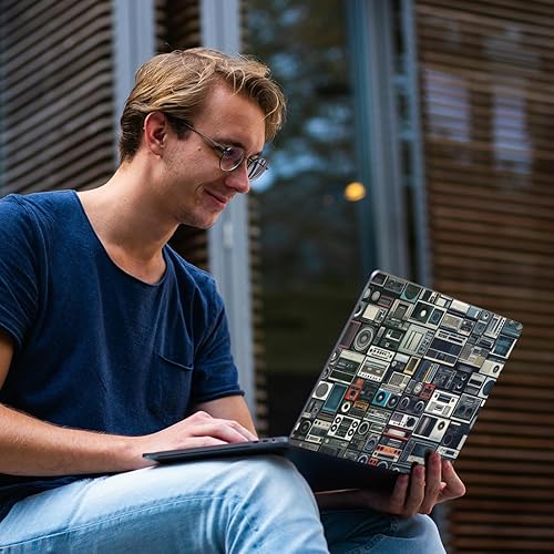 Miniatura 2 de PLIGREAT Calcomanías de vinilo reutilizables para portátil de radio vintage, calcomanías de vinilo para PC, portátiles, cubierta de teclado,