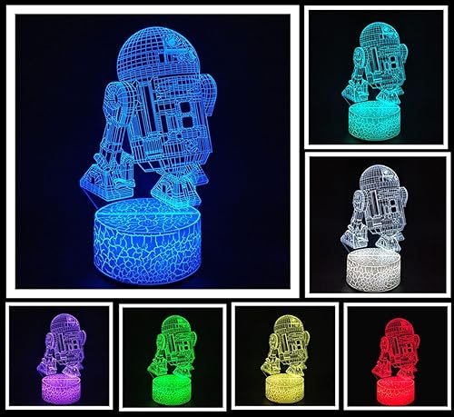 Miniatura 9 de Luz nocturna de ilusión óptica 3D, lámpara de escritorio LED creativa visual con control táctil, 7 cambios de color, alimentada por USB, para