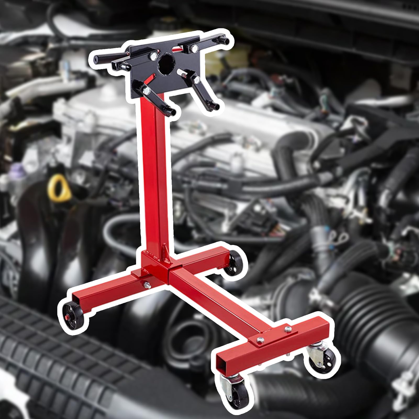 Supporto per Motori Capacità 450 Kg Struttura in Acciaio | Supporto Per Sollevamento Motore Auto Camion Officina Riparazione Garage Manutenzione Ricostruzione