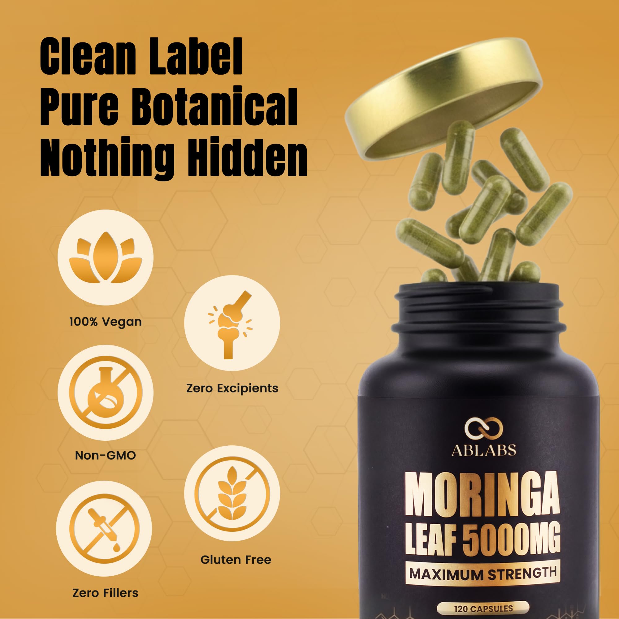 Organische Moringa Kapseln - 5000mg Moringa Extrakt | Reines Moringa | Vegan, Keine Künstlichen Füllstoffe, Non-GMO