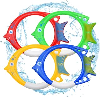 Pool Diving Toys Underwater Diving Ring Swimming Pool Sinking Toy for Diving Game Swim Training 4PCS Fish Shape Large Dive Rings Toys