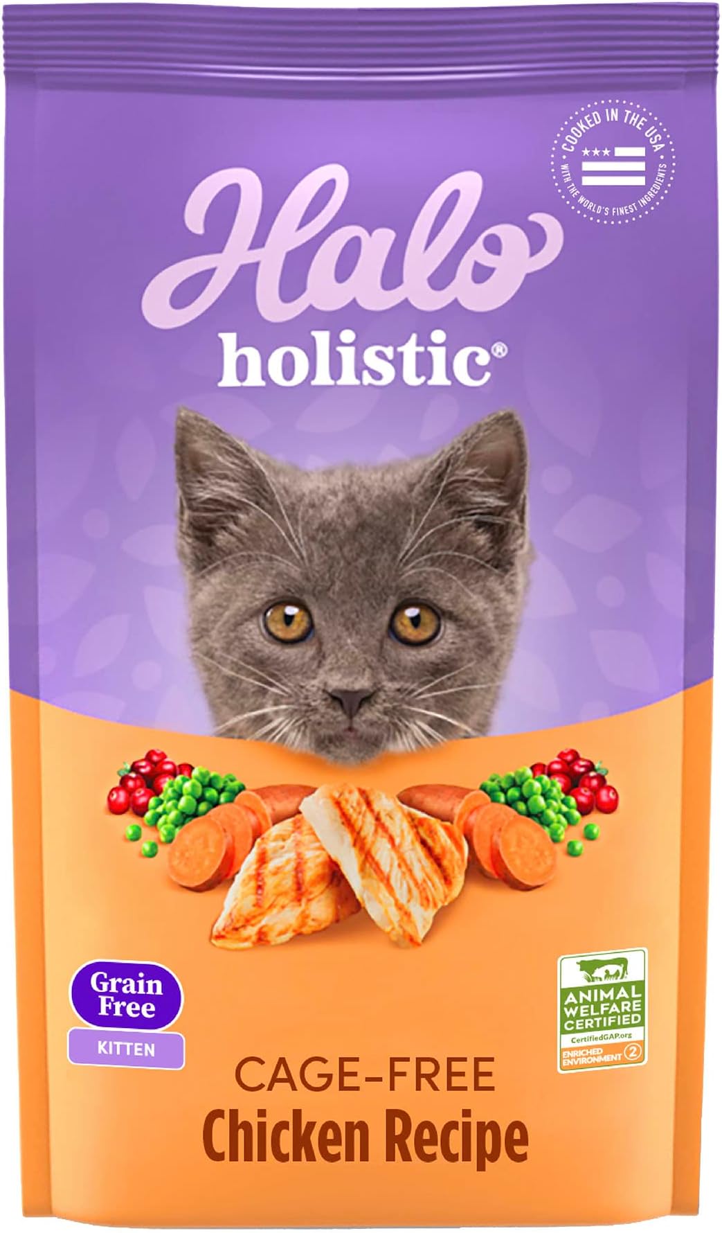 Holistic Kitten Food, Cage Free Chicken Recipe, Grain Free Dry Cat Food, Complete Digestive Health, 3 lb Bag