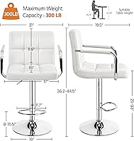 Vista 106 de Yaheetech - 4 taburetes de bar ajustables de terciopelo, taburetes de cocina, sillas de comedor giratorias hidráulicas con reposabrazos, terciopelo