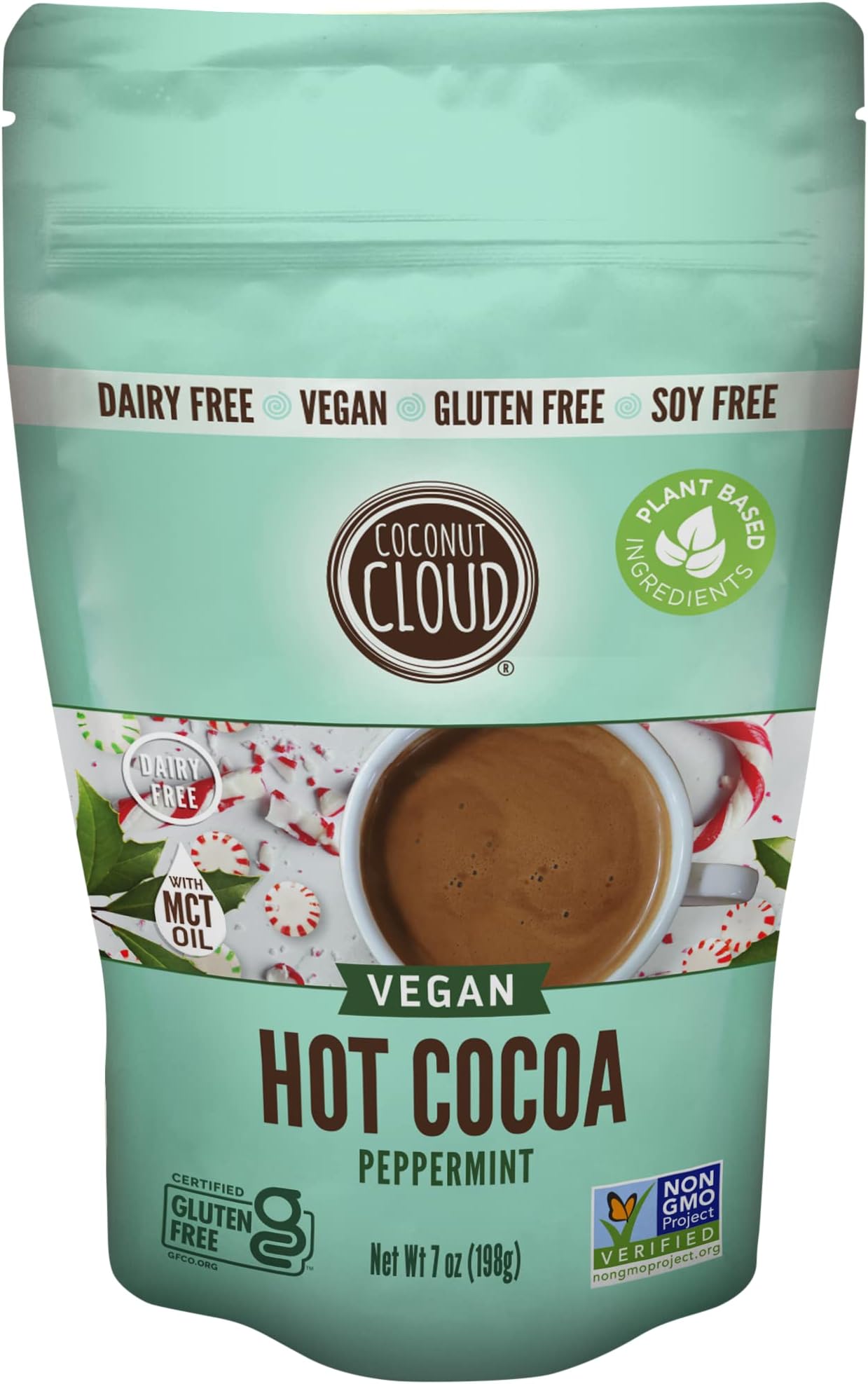 Coconut Cloud: Dairy-Free Instant Peppermint Hot Cocoa Mix | Vegan, Natural, Delicious, Creamy Chocolate (Made in Colorado from Premium Coconut Milk Powder), Peppermint Cocoa, 7 oz