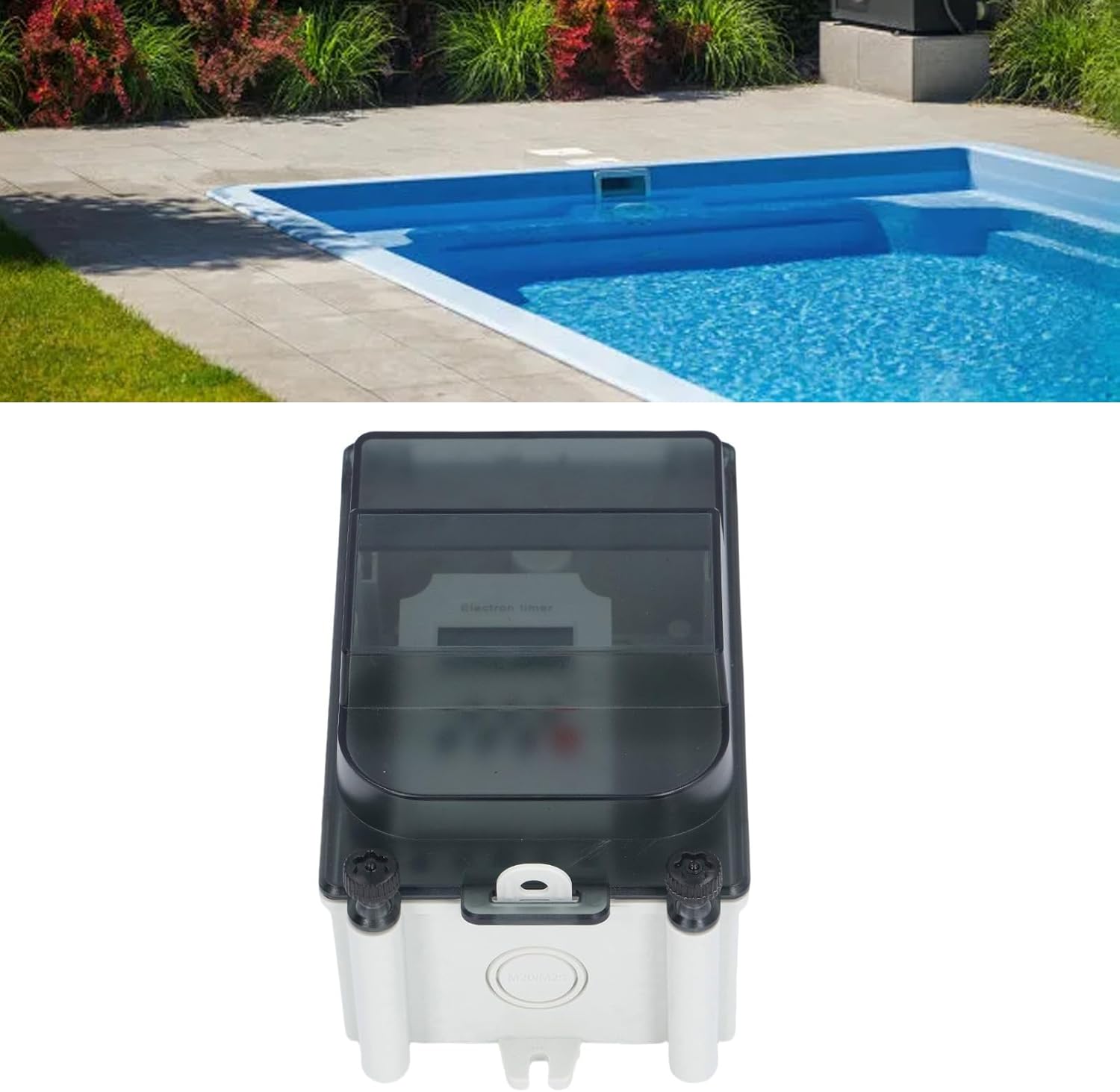 Cryfokt ウォーターポンプタイマースイッチ難燃性樹脂シェルプログラマブルプールポンプコントローラ屋外用
