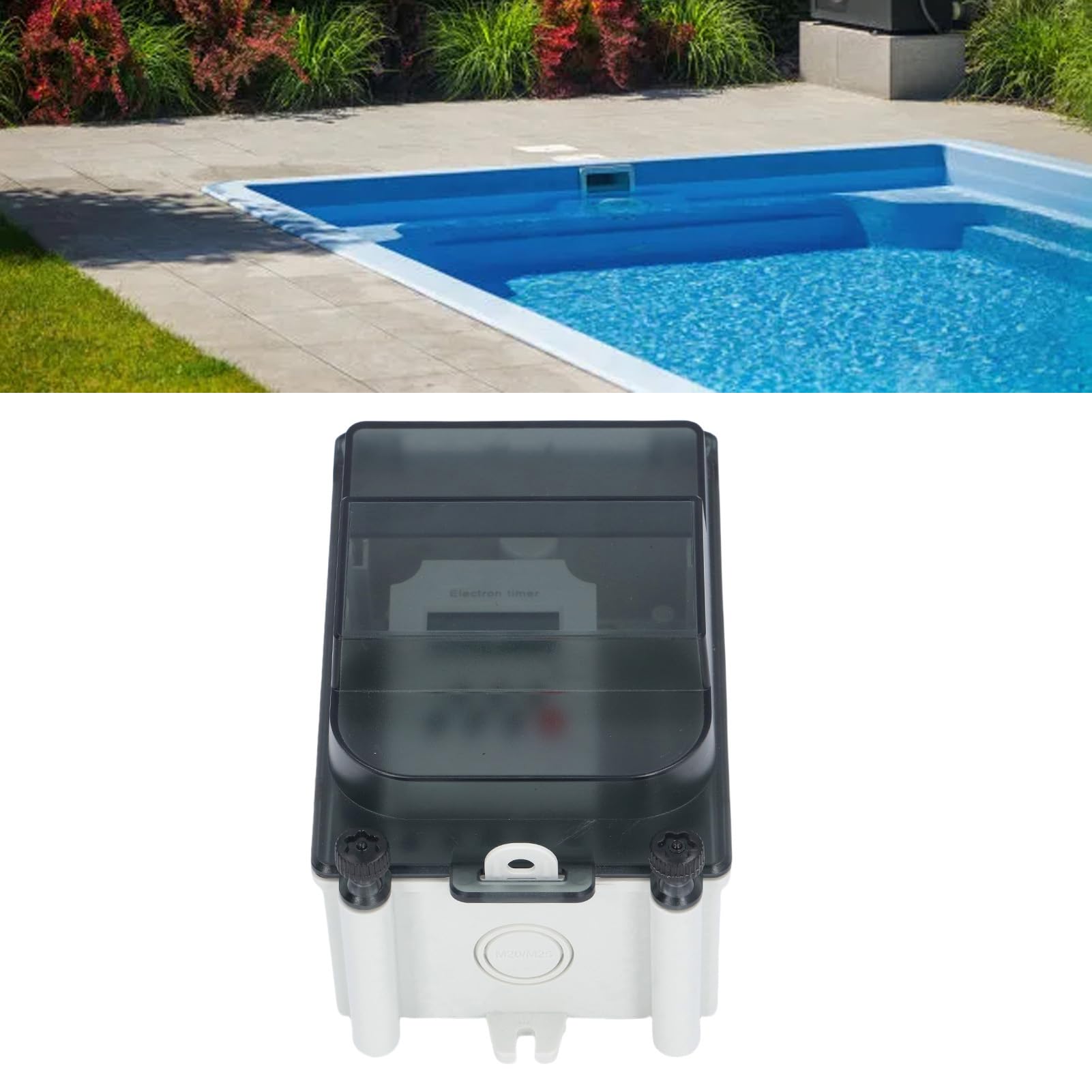 Poolpumpen-Timer, Programmierbarer Zeitschalter, 7 Tage 28 EIN-Aus-Zeitpläne, IP67 Wasserdicht, PC-Gehäuse, Passwortsperre, für Warmwasserbereiter, Spa, Licht, Motor