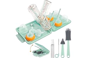 Travel Baby Bottle Drying Rack Set with Extendbale Protable Silicone Bottle Brush,...