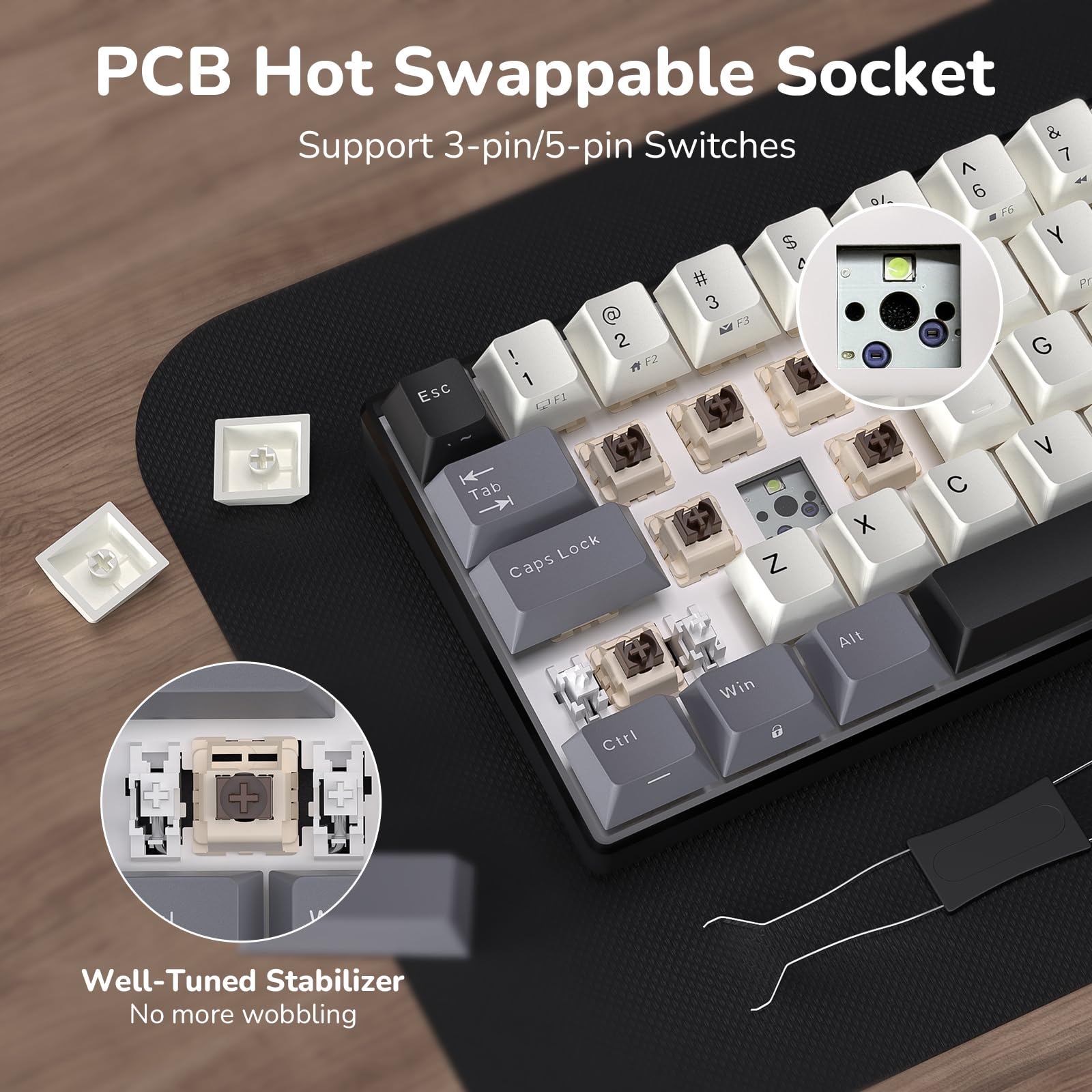 Amazon | RK ROYAL KLUDGE RK61 ワイヤレスメカニカルキーボード、60