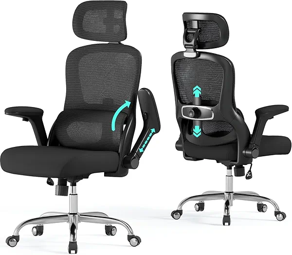 Veratric Ergonomic Office Chair: 400LBS Computer Desk Chair Comfy-Black Big and Tall Office Chair with Lumbar Support & Headrest-Gaming Chairs for Adults-Executive Office Rolling Chairs for Home Work