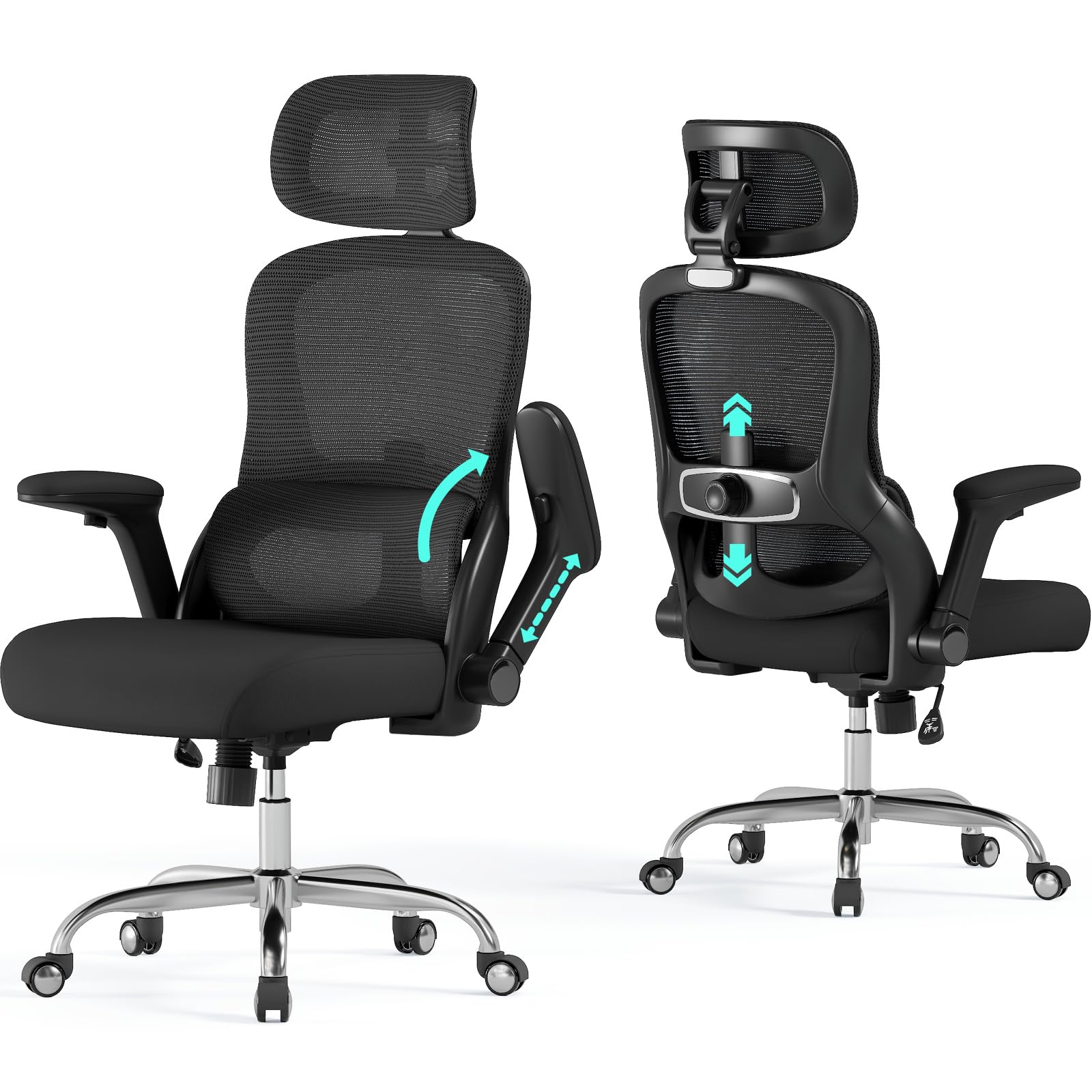 Ergonomic Office Chair - 330LBS Computer Desk Chair with Headrest&Lumbar | Ergalithic Big…