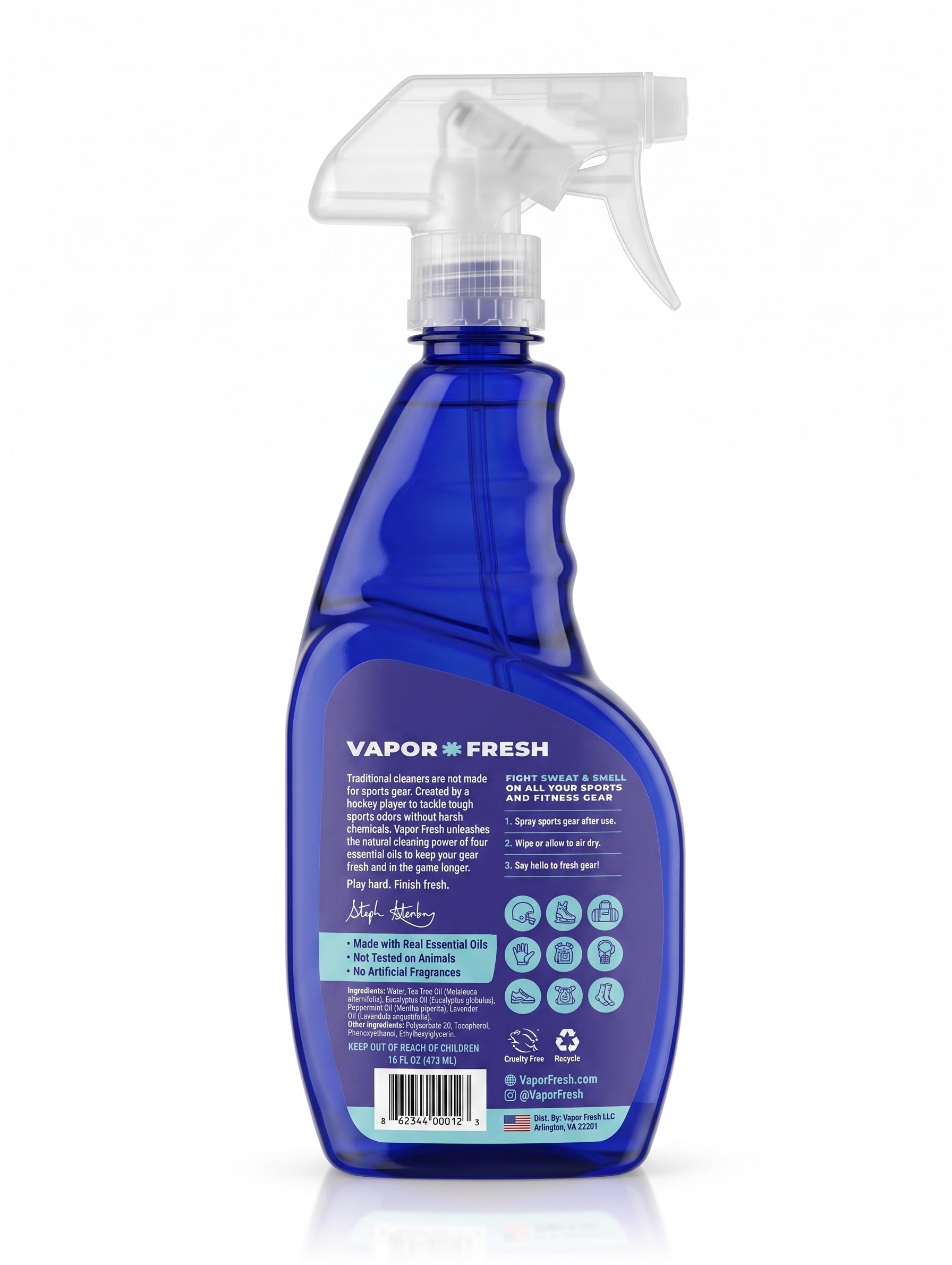Vapor Fresh 1 x naturalny spray do czyszczenia i dezodorantu, do sprzętu gimnastycznego, maty do jogi, rękawic bokserskich i ochrony, 453,6 g