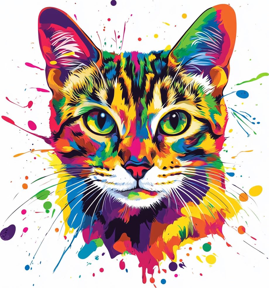 Image of Moohue Stamped Cross Stitch Kits for Adults Animal Cute Cat 14CT Pre Printed Cross Stitch Kits for Beginners (Cute Cat)