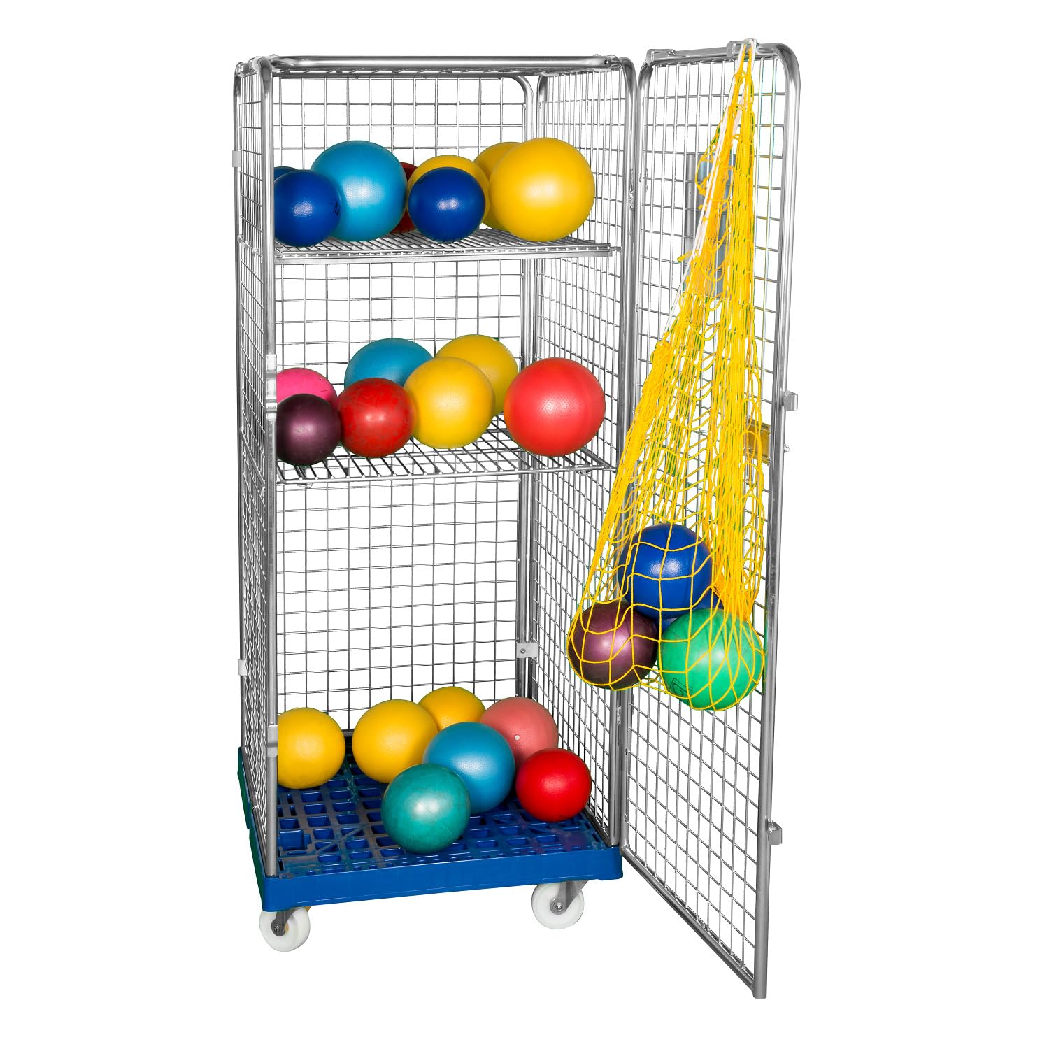 Sport-Thieme Materialwagen Classic-Rollbox N°5 | 990 Liter Stauraum, Mobiler Transportwagen | 10 Jahre Garantie | 72x180x81 cm | Regalwagen Ballwagen Gitterwagen | Indoor Kindergarten Schule Verein