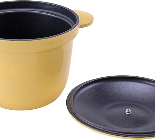 Miniatura 7 de Horno pequeño de hierro fundido esmaltado, arroz, gachas de avena, espaguetis al horno con queso - Horno holandés 2 cuartos (amarillo)