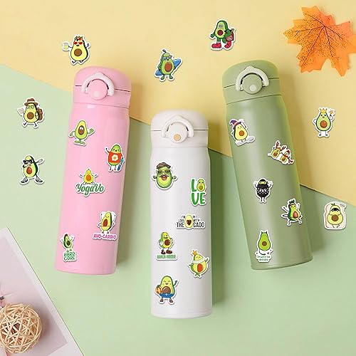 Miniatura 5 de Dorgua 100 calcomanías de aguacate, calcomanías de vinilo de aguacate no repetitivas, lindas calcomanías de aguacate impermeables para botella de