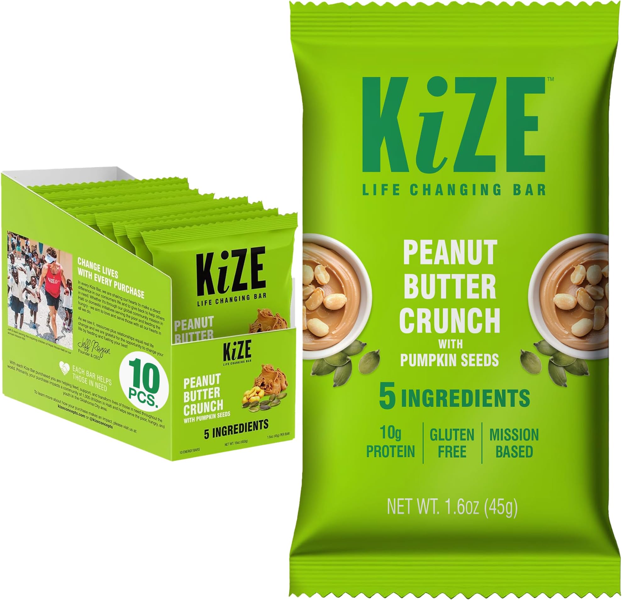 - Energy Bars - Peanut Butter Crunch - Gluten Free, Non-GMO, and High Protein Meal Replacement Energy Bars, Clean and Simple Food Ingredients - 10g High Protein Snacks, (10 Count)
