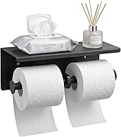 Vista 1 de Soporte de papel higiénico doble - Estante de rollo de papel higiénico de acero inoxidable con estante de almacenamiento