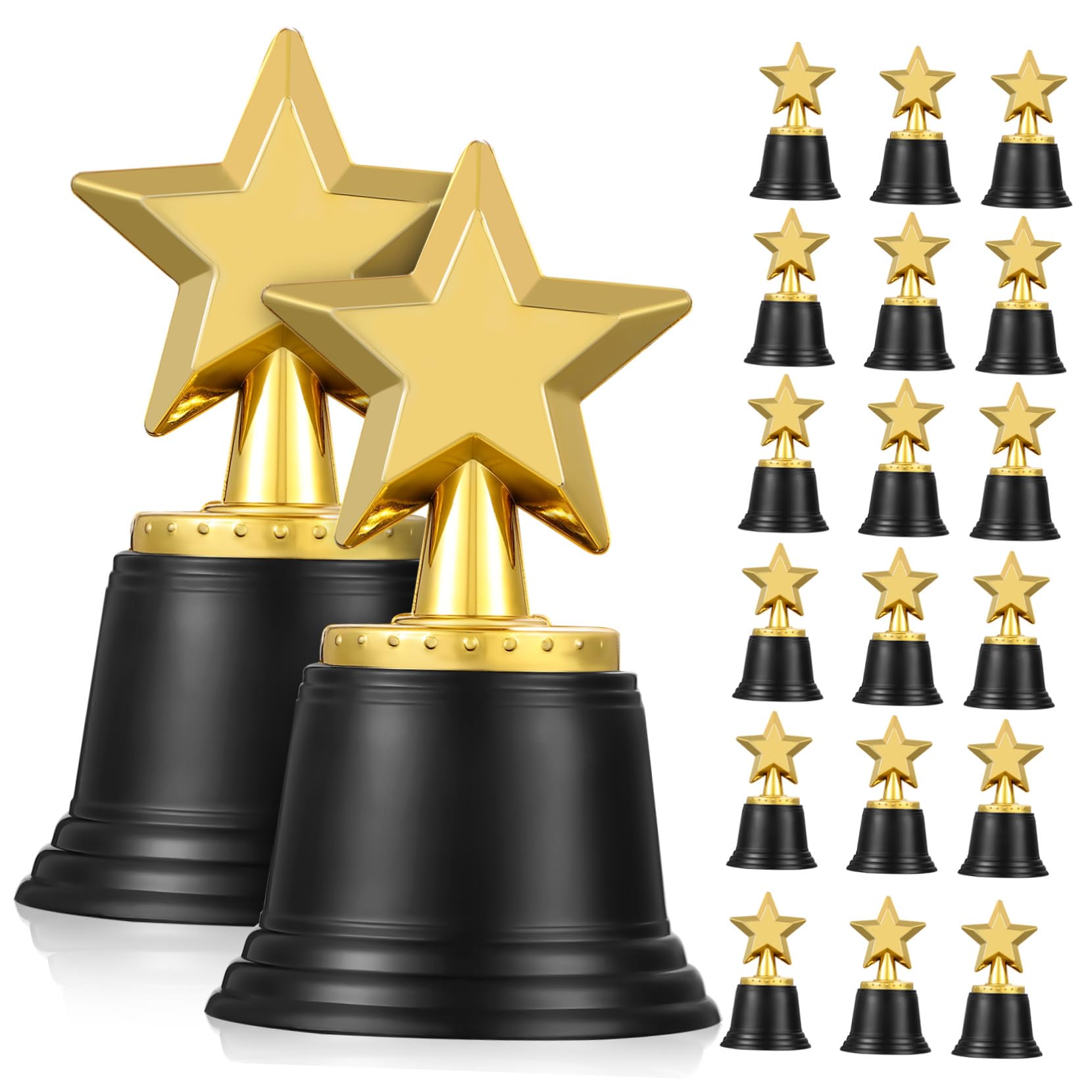 UKCOCO Trofeo Infantil 20 Piezas en Plástico de Estrella de Cinco Puntas | Mini Formato, Apto para Aula y Banquetes Deportivos, Diseño Ligero y Seguro para Niños