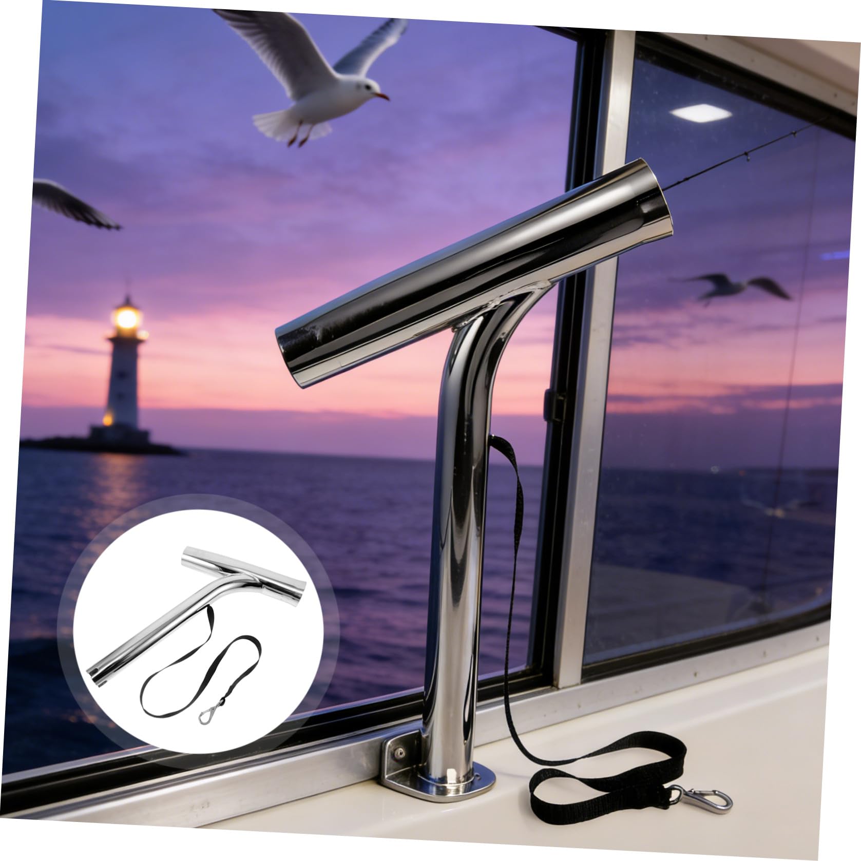 Supporto per Canna da Inox Argento per Yacht, Portacanna da Barca Leggero e Compatto, Facile da Installare Senza Attrezzi, per e Ambienti