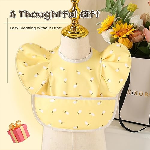 Miniatura 7 de Paquete de 5 baberos ajustables para comer, baberos de alimentación para bebés, impermeables, lavables con gran receptor de alimentos, a prueba