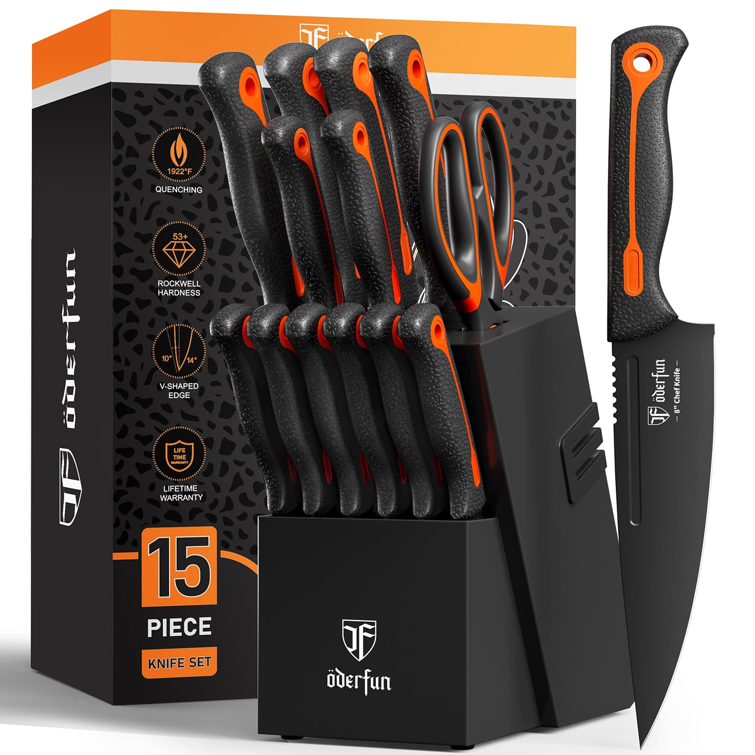 ODERFUN 15-Piece Knife Set