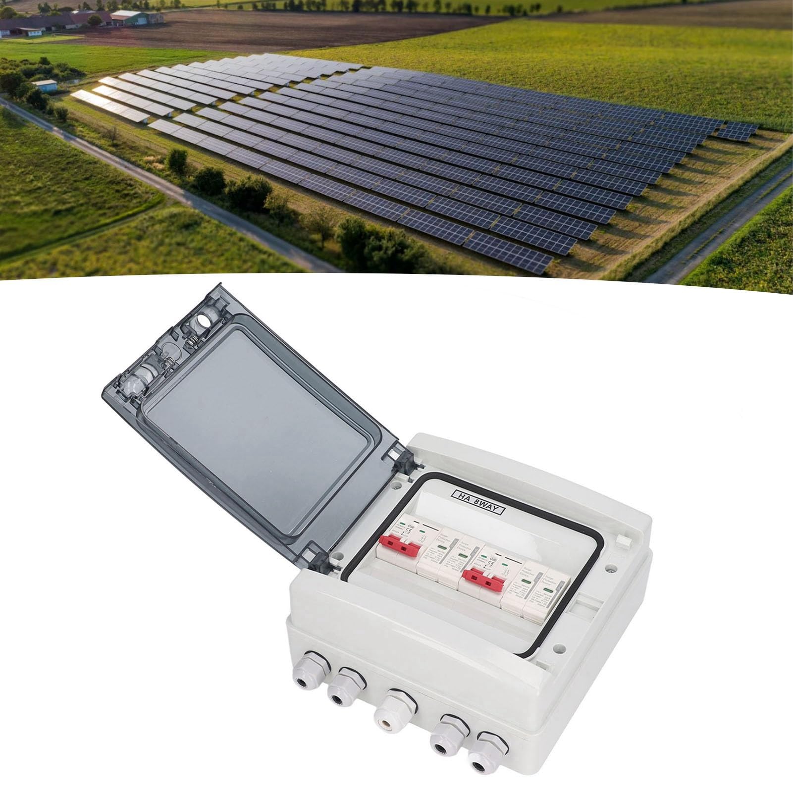 Sezionatore solare DC500V 2 in 2 Out Protezione contro le sovratensioni Scatola combinata fotovoltaica IP65 Resistente all'acqua 32A 20‑40KA