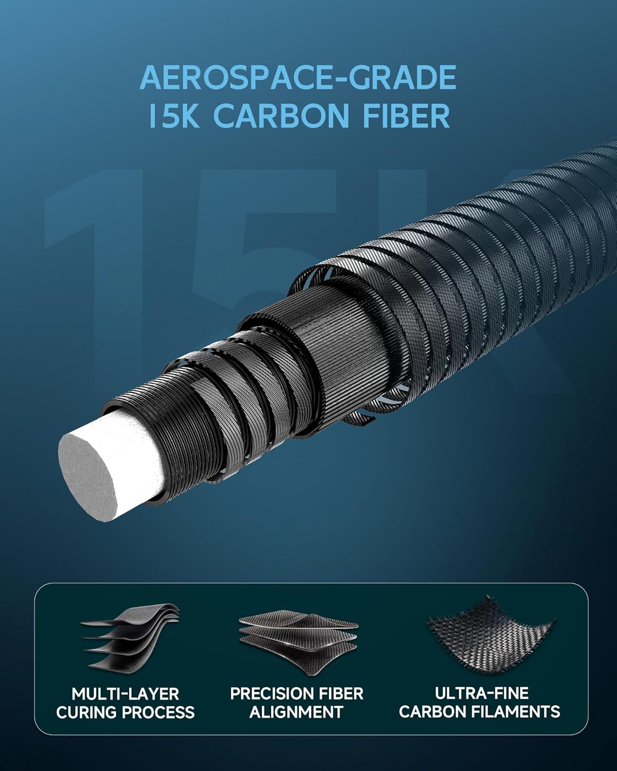 KONLLEN 2.0 Carbon Fiber Pool Cue, Low Deflection Shaft with Pro Taper, Ebony Inlay Design, 12.5mm / 11.8mm Tip, Adjustable Weight System