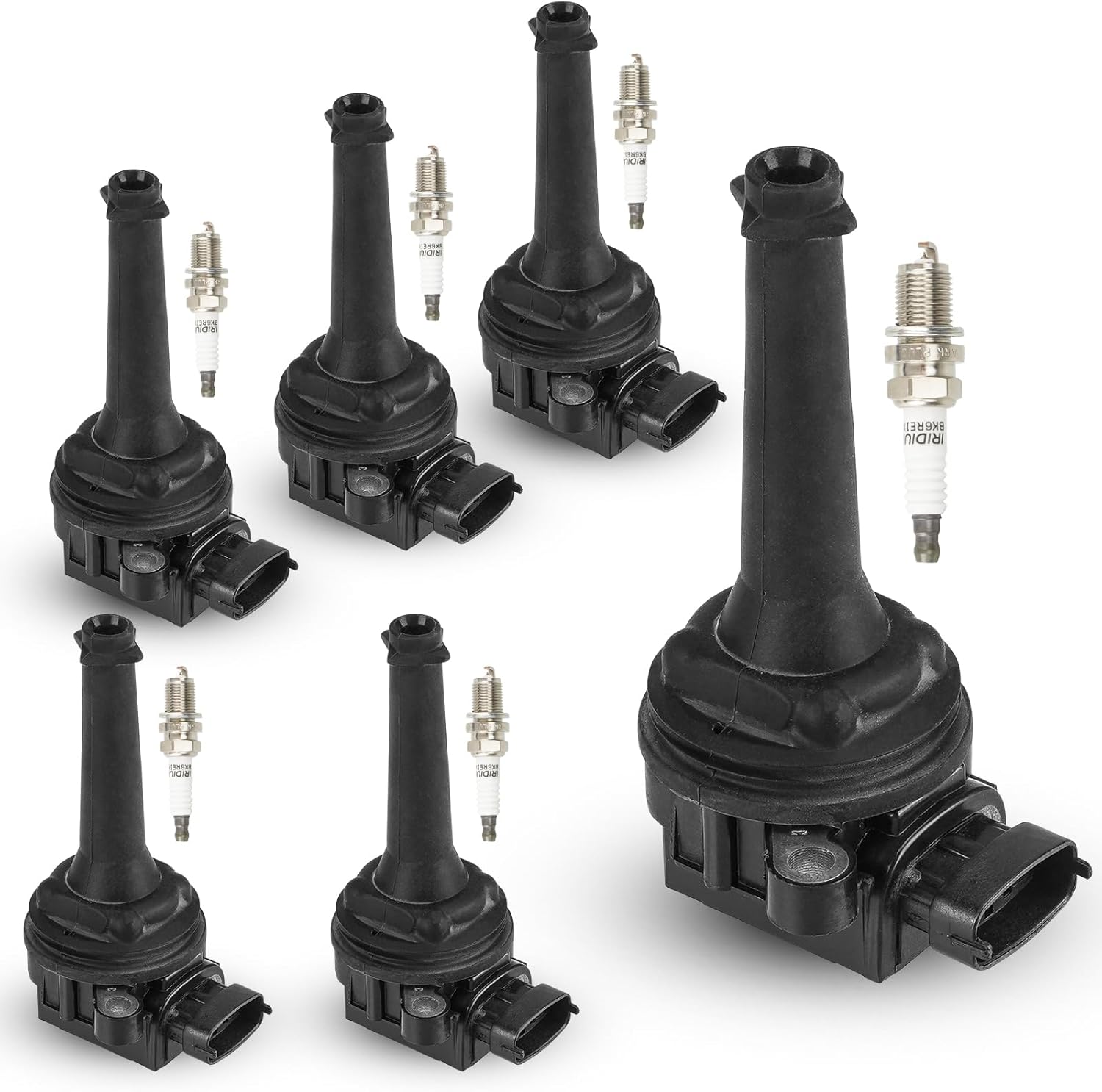 Ignition Coil and Iridium Spark Plug for Volvo C70 1999-2005, S60 2001-2009, S70 1999-2000, S80 1999-2006, V70 1999-2007, XC70 2003-2007, XC90 2003-2006, C1258 5C1320 E371, 5 Sets
