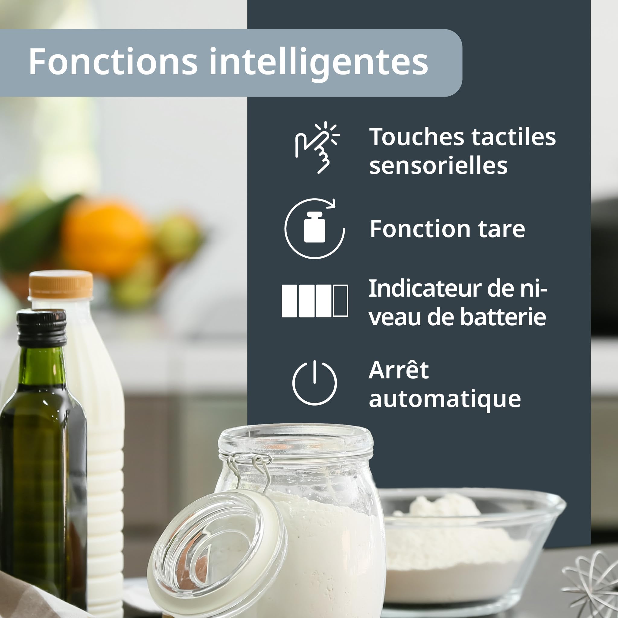 ADE Grande balance de cuisine électronique à grande surface en acier inoxydable pour une pesée précise jusqu'à 15 kg. Fonction tare (tare), maintien automatique. Incl. batterie. Argent | KE1601 Ladina