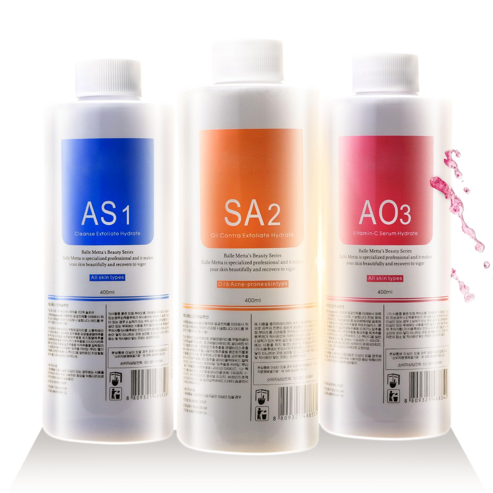 Nielies Professional Hydro Peeling Solution for Hydrodermabrasion Machines – Bubble Solution for All Skin Types (AS1, SA2, AO3) – Deep Cleansing,