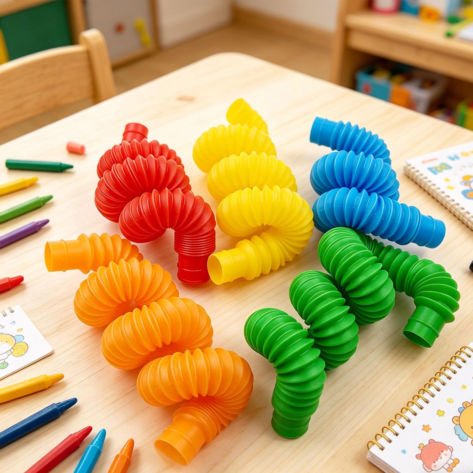 LATRAT 6 sztuk mini rurki pop, zabawki sensoryczne, dla chłopców i dziewczynek z autyzmem i niedbalstwem, idealne jako zabawka antystresowa (6 kolorów)